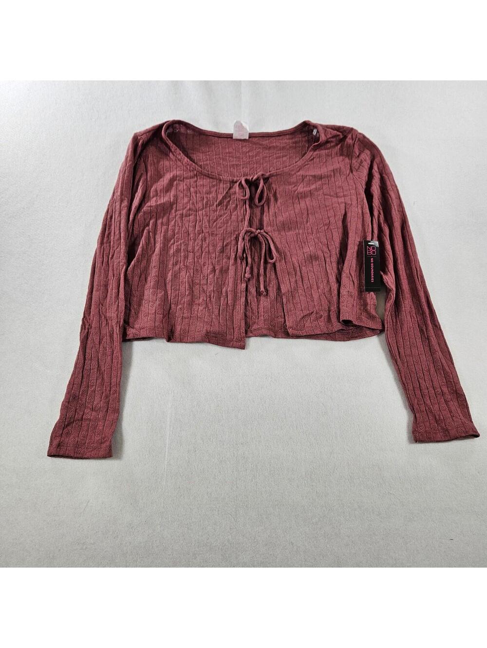 No Boundaries Mauve Tie Front Swim Cover Up Top M 7 9 Sheer Crop Beach Cardigan